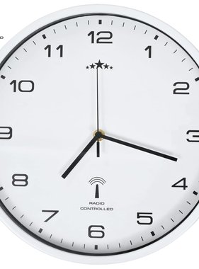 VidaXL Wandklok met quartz uurwerk radiogestuurd 31 cm wit