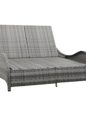 VidaXL Ligbed tweepersoons met kussen poly rattan antraciet