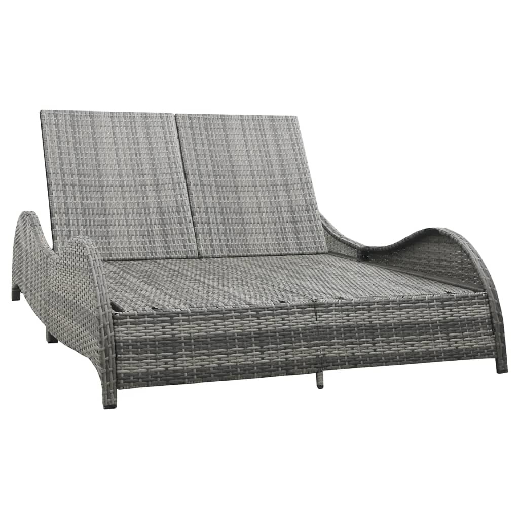 VidaXL Ligbed tweepersoons met kussen poly rattan antraciet