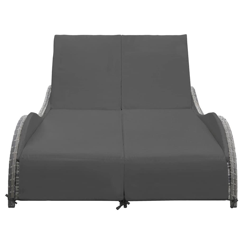 VidaXL Ligbed tweepersoons met kussen poly rattan antraciet