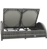 VidaXL Ligbed tweepersoons met kussen poly rattan antraciet