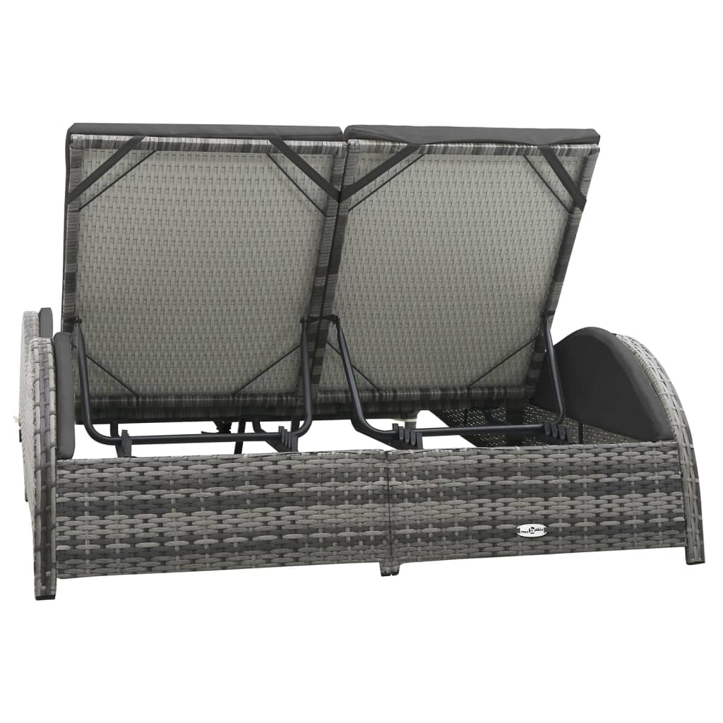 VidaXL Ligbed tweepersoons met kussen poly rattan antraciet