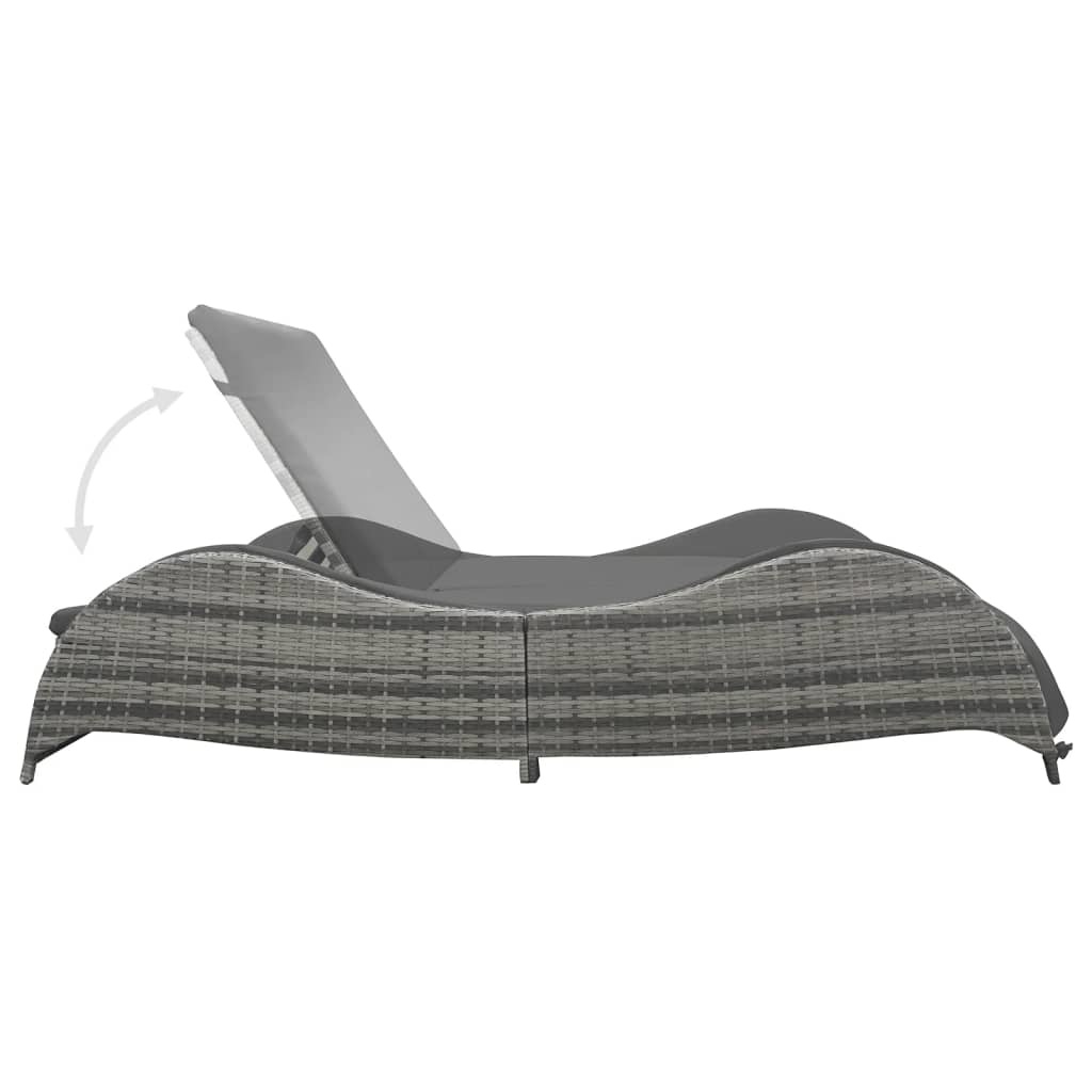 VidaXL Ligbed tweepersoons met kussen poly rattan antraciet