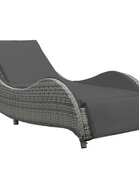 VidaXL Ligbed met kussen poly rattan antraciet