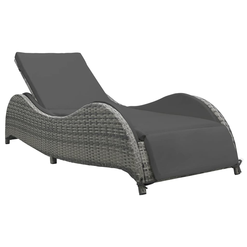 VidaXL Ligbed met kussen poly rattan antraciet