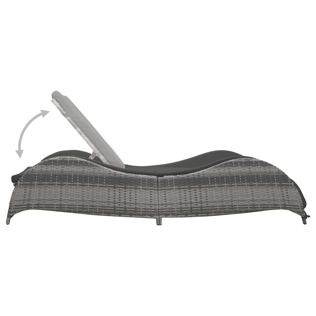 VidaXL Ligbed met kussen poly rattan antraciet