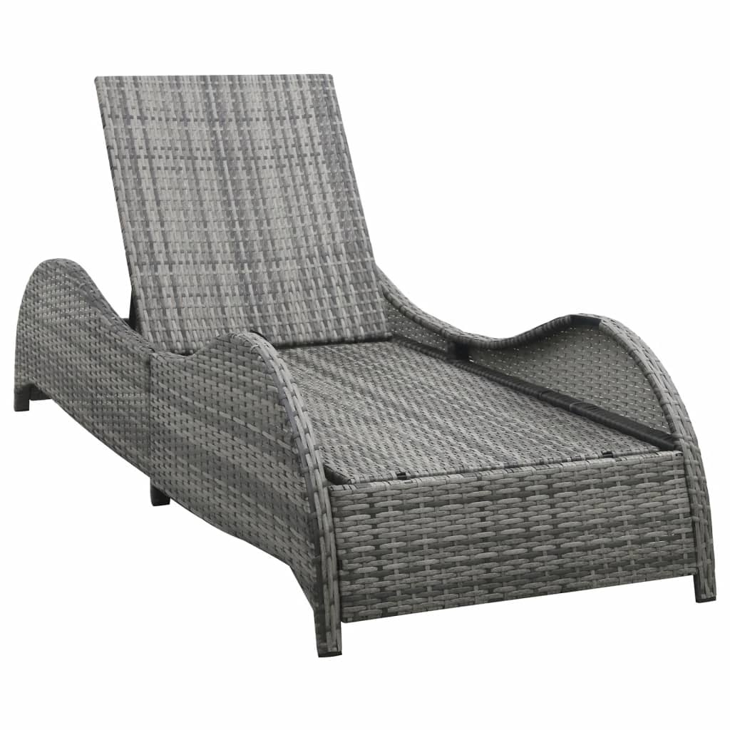 VidaXL Ligbed met kussen poly rattan antraciet
