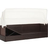 VidaXL Tuinbank met luifel poly rattan bruin