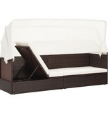VidaXL Tuinbank met luifel poly rattan bruin