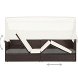 VidaXL Tuinbank met luifel poly rattan bruin