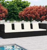 vidaXL Tuinbed met kussens poly rattan zwart