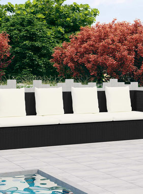 vidaXL Tuinbed met kussens poly rattan zwart