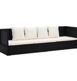 VidaXL Tuinbed met kussens poly rattan zwart