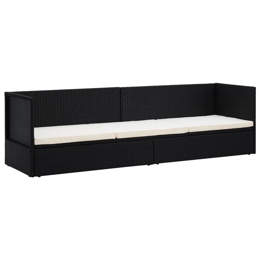 VidaXL Tuinbed met kussens poly rattan zwart