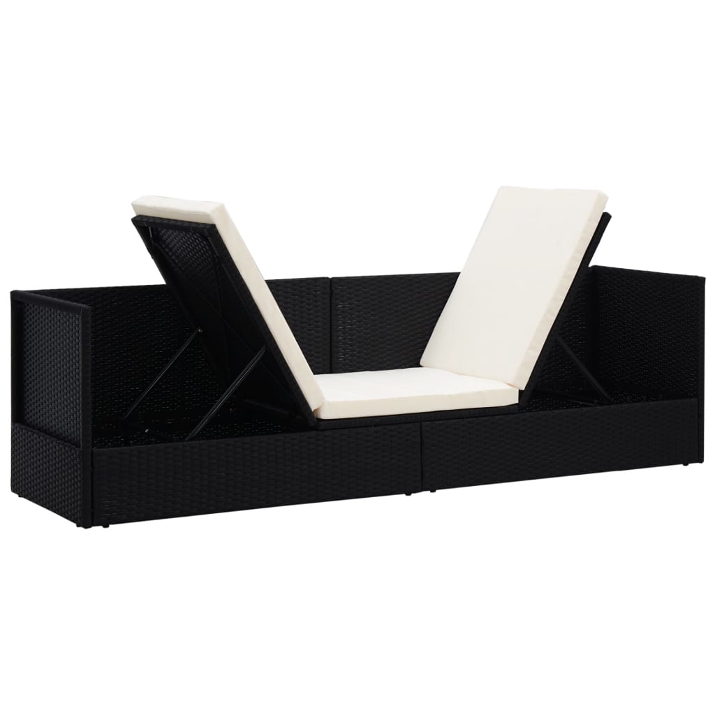 VidaXL Tuinbed met kussens poly rattan zwart