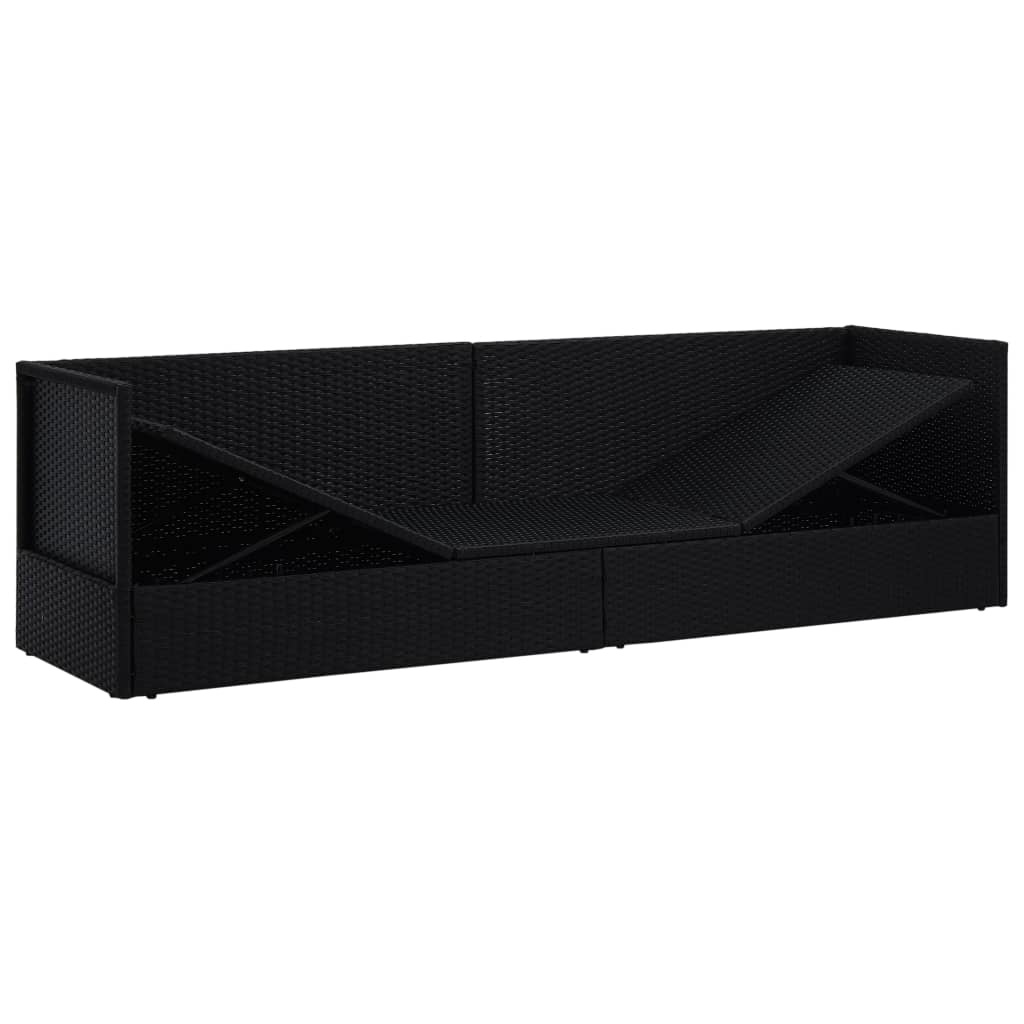 VidaXL Tuinbed met kussens poly rattan zwart