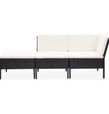 VidaXL 3-delige Loungeset met kussens poly rattan zwart
