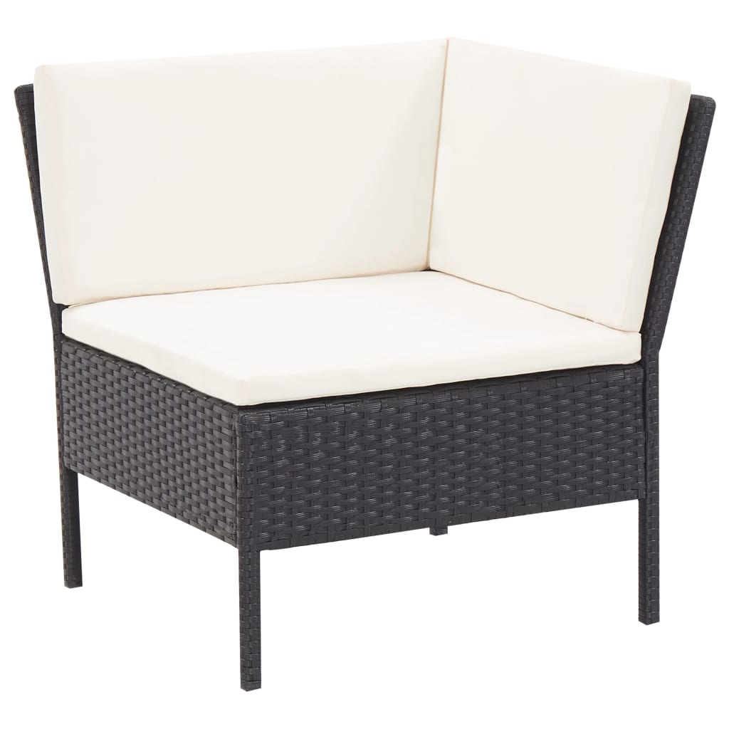 VidaXL 3-delige Loungeset met kussens poly rattan zwart