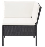 VidaXL 3-delige Loungeset met kussens poly rattan zwart