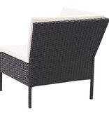 VidaXL 3-delige Loungeset met kussens poly rattan zwart