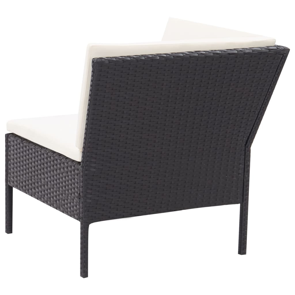 VidaXL 3-delige Loungeset met kussens poly rattan zwart