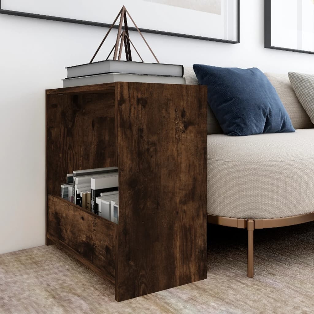 VidaXL Bijzettafel 50x26x50 cm bewerkt hout gerookt eikenkleurig