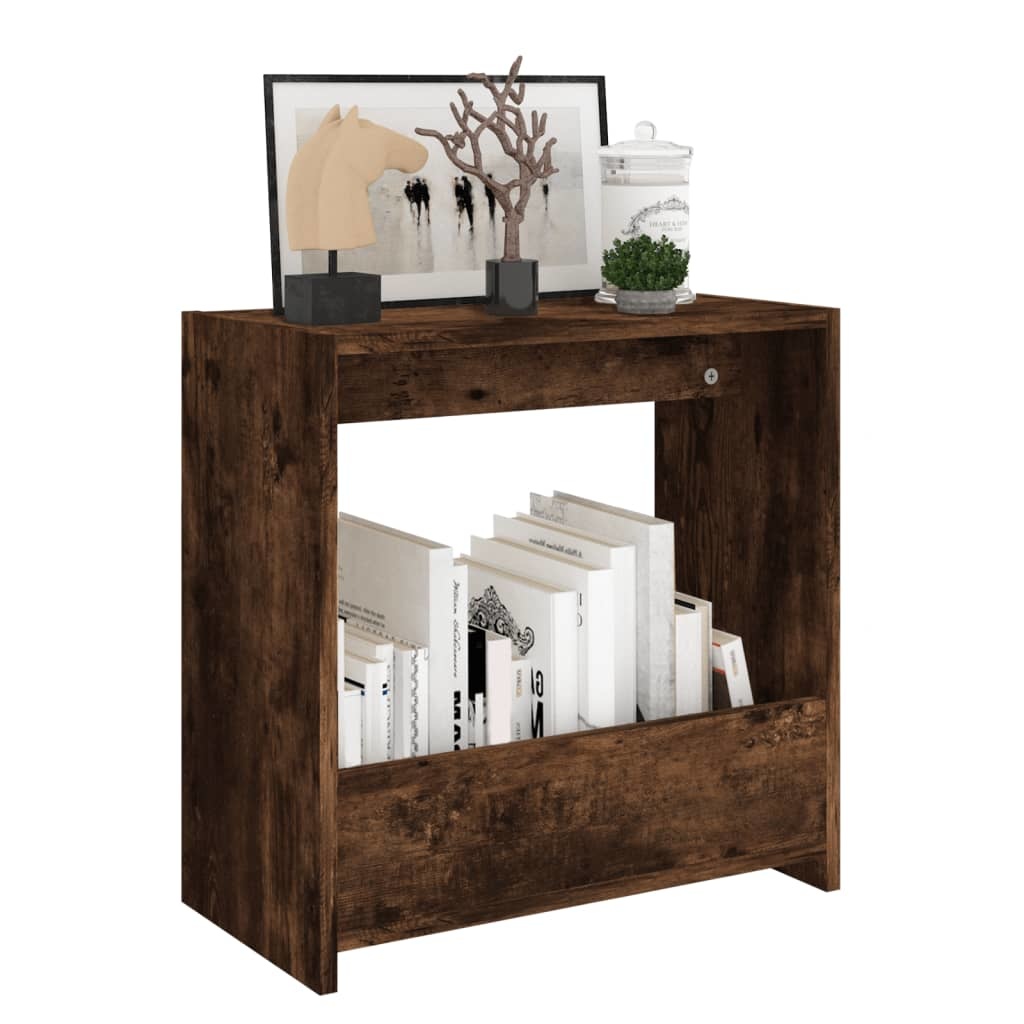 VidaXL Bijzettafel 50x26x50 cm bewerkt hout gerookt eikenkleurig