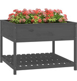 vidaXL Plantenbak met schap 111,5x111,5x81 cm massief grenenhout grijs