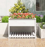VidaXL Plantenbak met schap 111,5x111,5x81 cm massief grenenhout wit