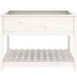 VidaXL Plantenbak met schap 111,5x111,5x81 cm massief grenenhout wit