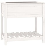 VidaXL Plantenbak met schap 82,5x54x81 cm massief grenenhout wit