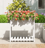 VidaXL Plantenbak met schap 82,5x54x81 cm massief grenenhout wit