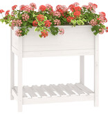 VidaXL Plantenbak met schap 82,5x54x81 cm massief grenenhout wit