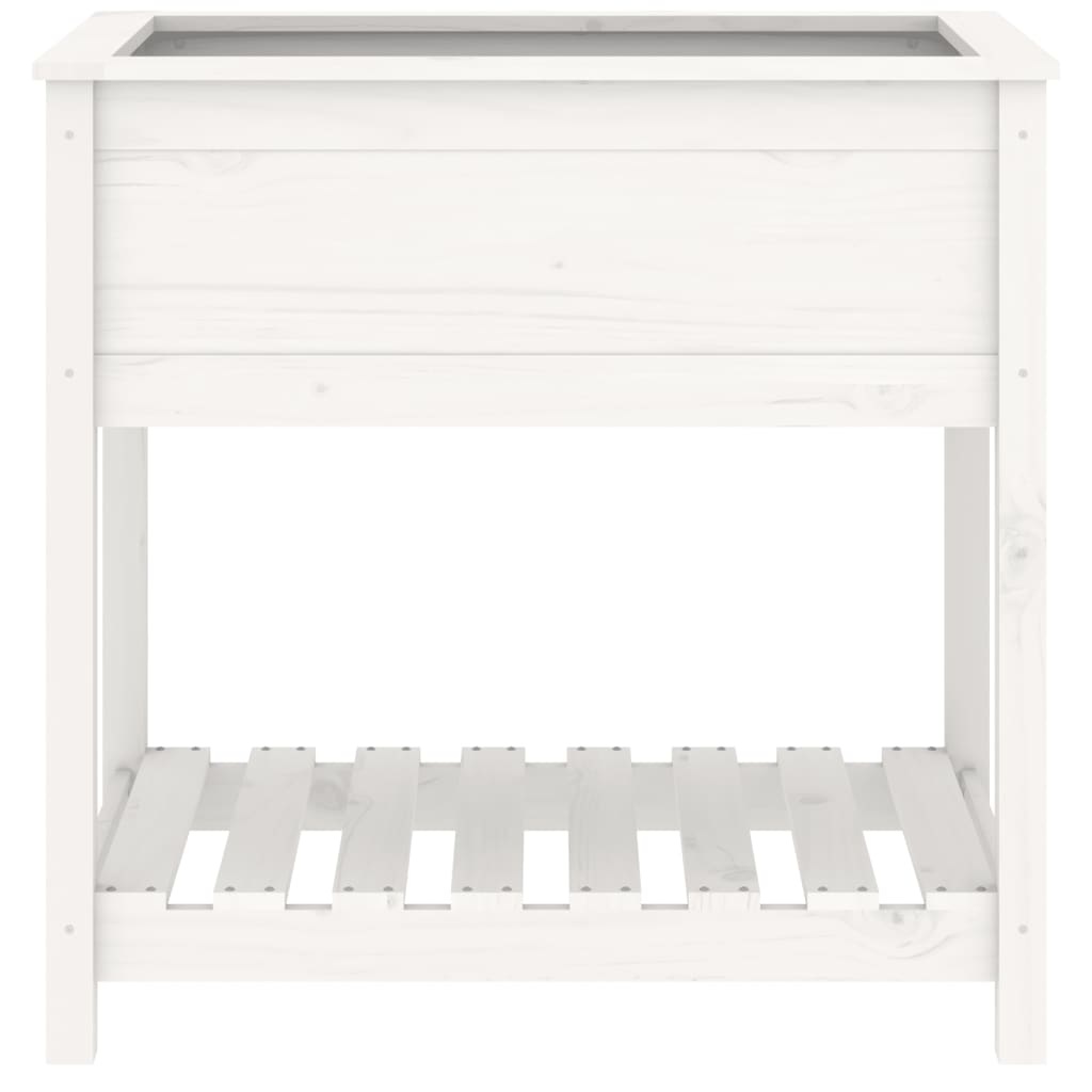 VidaXL Plantenbak met schap 82,5x54x81 cm massief grenenhout wit