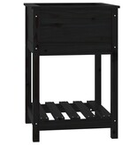 VidaXL Plantenbak met schap 54x54x81 cm massief grenenhout zwart