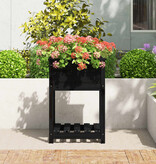 VidaXL Plantenbak met schap 54x54x81 cm massief grenenhout zwart