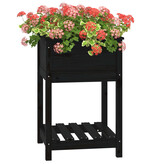 VidaXL Plantenbak met schap 54x54x81 cm massief grenenhout zwart