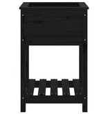 VidaXL Plantenbak met schap 54x54x81 cm massief grenenhout zwart