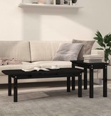 VidaXL 2-delige Salontafelset massief grenenhout zwart