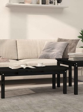VidaXL 2-delige Salontafelset massief grenenhout zwart