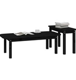 VidaXL 2-delige Salontafelset massief grenenhout zwart