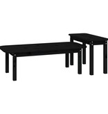 VidaXL 2-delige Salontafelset massief grenenhout zwart