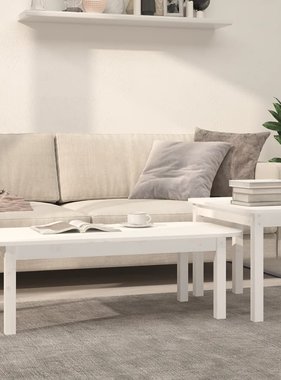 VidaXL 2-delige Salontafelset massief grenenhout wit