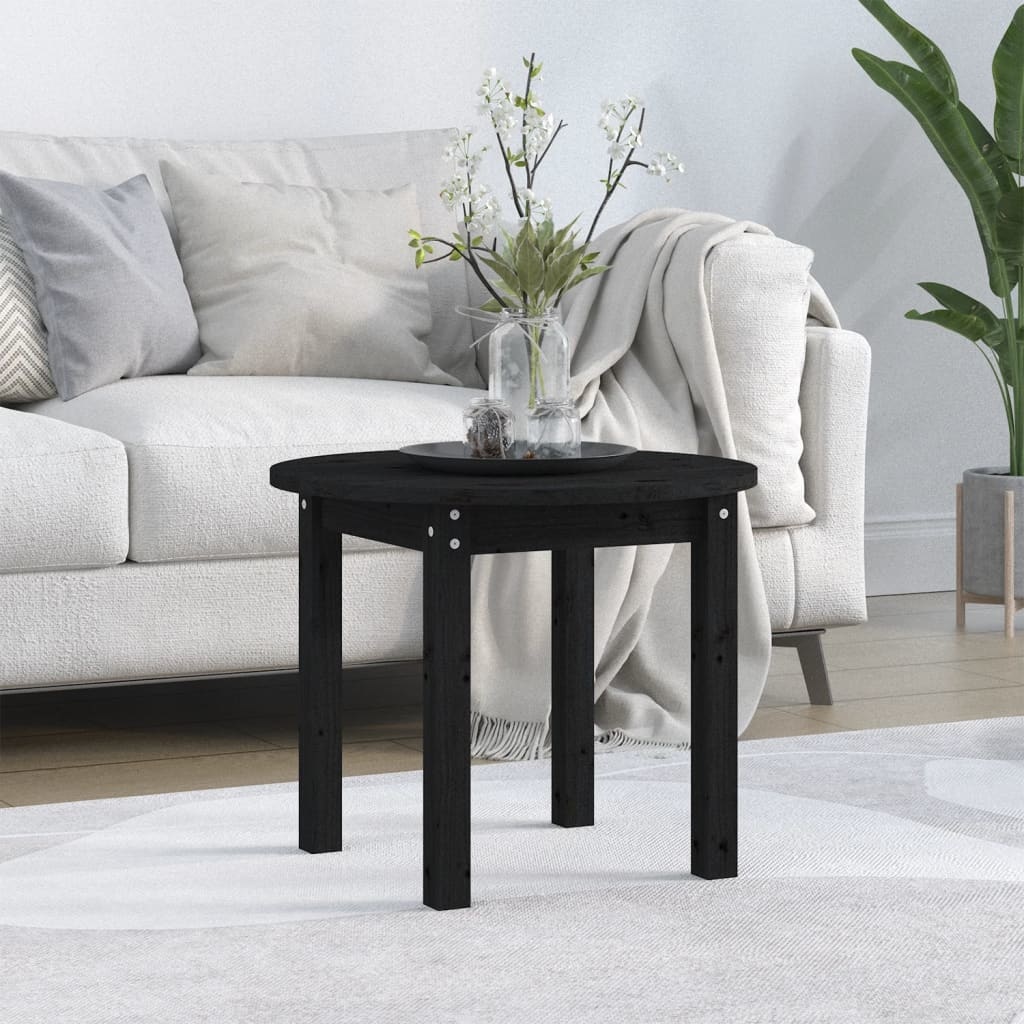 VidaXL Salontafel Ø 55x45 cm massief grenenhout zwart