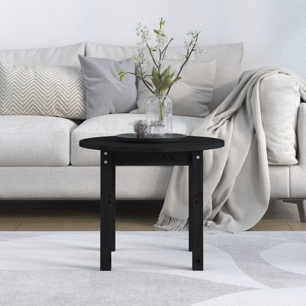 VidaXL Salontafel Ø 55x45 cm massief grenenhout zwart