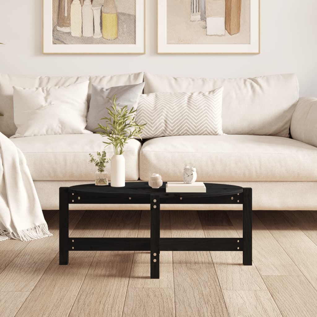 VidaXL Salontafel 87x48x35 cm massief grenenhout zwart