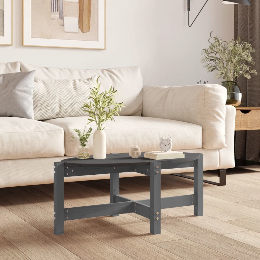 VidaXL Salontafel 87x48x35 cm massief grenenhout grijs