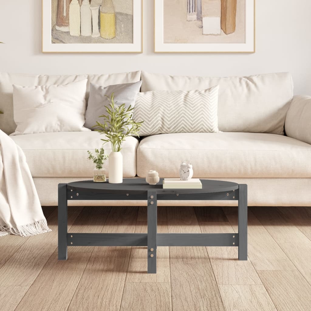VidaXL Salontafel 87x48x35 cm massief grenenhout grijs