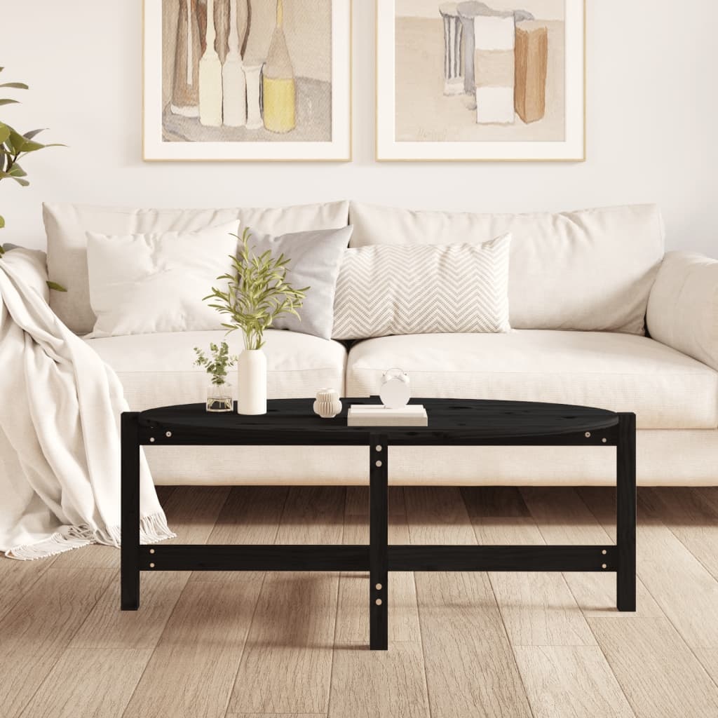 VidaXL Salontafel 118x63x45 cm massief grenenhout zwart
