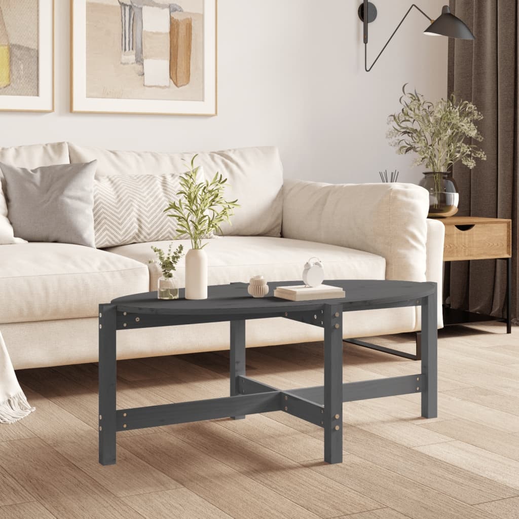 VidaXL Salontafel 118x63x45 cm massief grenenhout grijs